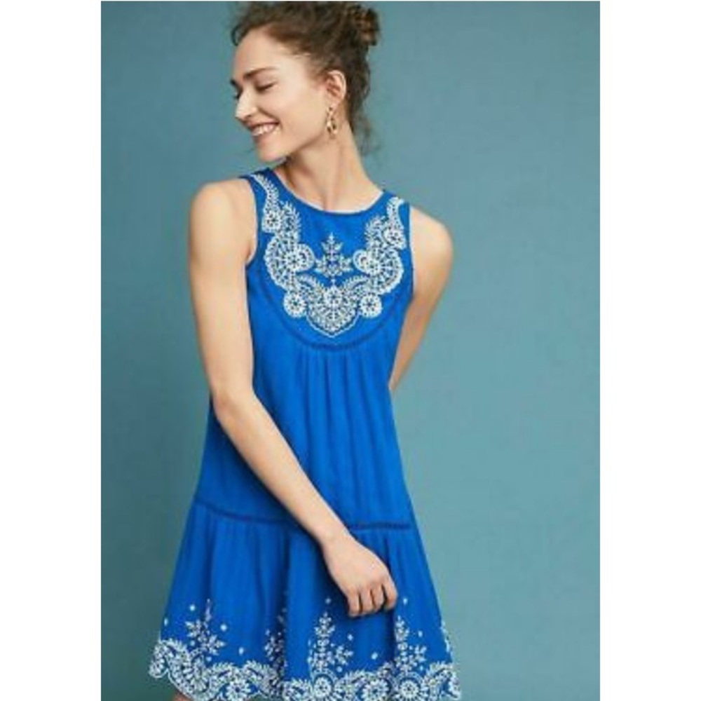 Anthroplogie Meadow Rue blue dress sz 14